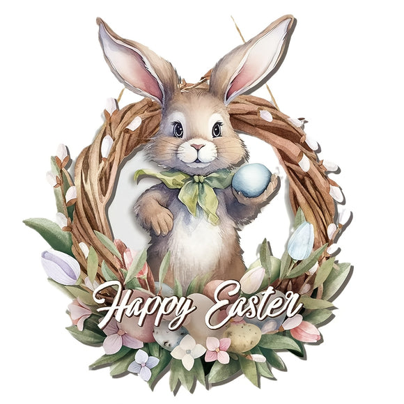 NNETM Easter Bunny Wreath Door Hanger for Holiday Decor