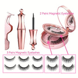 NNETM 5 Pairs Magnetic Eyelashes And Eyeliner Kit Reusable 3D Magnetic False Lashes Extension No Glue Needed