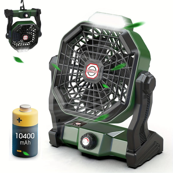 NNETM Rechargeable Camping Fan with LED & Hook