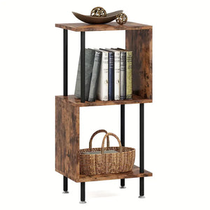 NNETM Wooden 3-Layer Tiered Book Shelf - Brown