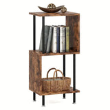 NNETM Wooden 3-Layer Tiered Book Shelf - Brown