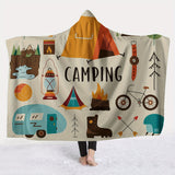 NNETM Camping Print Hooded Blanket Cape