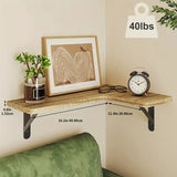 NNETM Set of 5 Rustic Wooden Corner Floating Shelves - Wall Mounted Storage Racks