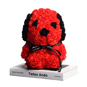 NNEOBA Teddy Rose Dog Artificial Flower Decoration (Red)