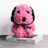 NNEOBA Teddy Rose Dog Artificial Flower Decoration (Pink)