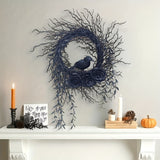NNETM Halloween Wreath Crow & Dark Blue Roses
