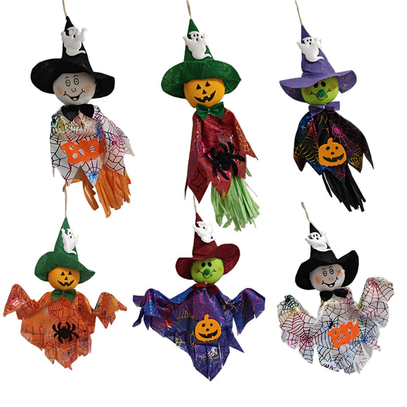 NNETM Halloween Hanging Ghosts Pumpkin & Straw Decorations Set