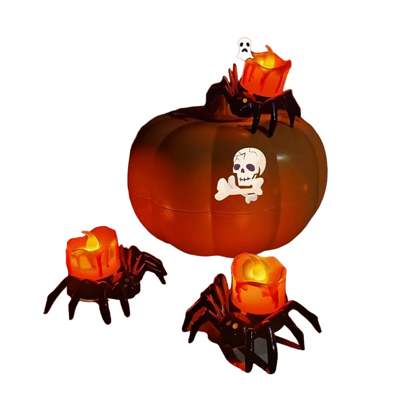NNETM Arachnid Glow: 12Pack Halloween Spider Flameless Candlelight