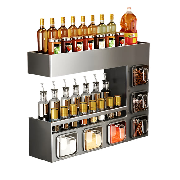 NNETM Wall-Mounted Metal Spice Rack with 6 Jars