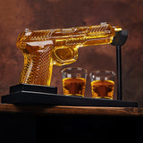 NNETM Gun Whiskey Decanter Set with Shot Glasses