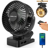 NNETM Portable Clip Fan – USB Rechargeable with LED Light & Timer (15.24cm)