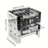 NNETM Portable Stainless Steel Wood Stove: Multi-functional Square Cookware(1pc)