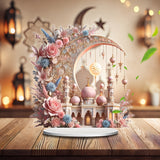 NNETM 2D Ramadan Crescent Moon & Mosque Acrylic Decor