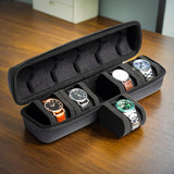 5-Slot Hard Shell Watch Travel Case – Portable Watch Organizer with Soft Cushions & Carry Handle
