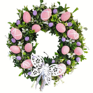 NNETM Pink & Green Garland Easter Wreath Door Decor