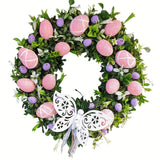 NNETM Pink & Green Garland Easter Wreath Door Decor
