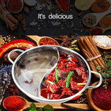 NNEOBA 30CM Stainless Steel Twin Divided Hot Pot Double-Flavor Cookware Silver