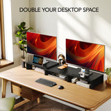 NNETM Adjustable Dual Monitor Stand with Storage (2-Slot)