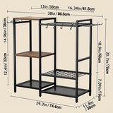 NNETM Garden Tool Rack with Wooden Shelves