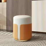NNETM Solid Wood Frame Microfiber Leather Circular Dressing Stool in Orange Color