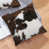 NNETM 2-Piece Cowhide Animal Print Faux Fur Throw Pillow Covers