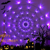 1pc Halloween Spider Web Light LED purple light, orange light, Halloween light string suitable for parties, bedrooms, bars, haunted houses, Halloween decorative atmosphere lights (excluding spiders) Halloween decorations, Chrismas decorations