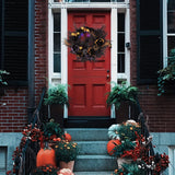 NNETM Halloween Wreath Spider Web Pumpkin Flowers Front Door