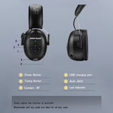 NNETM Wireless Noise-Canceling Ear Muffs – Bluetooth 5.0, Foldable Hearing Protection Headphones for Study, Work & Music