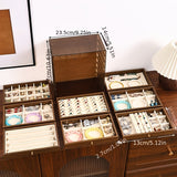 8-Layer Walnut Jewelry Box with Velvet Lining – Large Capacity Wooden Jewelry Organizer