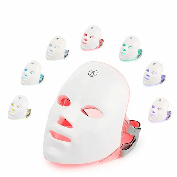 NNETM Portable 7 Color Light Facial Mask - Touch Screen Skin Care Device with Multi-Function Beauty Benefits - USB Charged