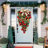 NNEOBA Christmas Teardrop Wreath Set with Red Bows and Bells
