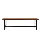 Levede 1x Dining Table +1x Bench Set Steel Home Kitchen Farmhouse Brown-1910113302315405313