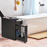 NNECW Freestanding  Slim Bathroom Storage Cabinet with Slide-out Drawers for Small/ Narrow Bathroom-Black