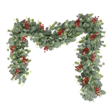 NNETM Artificial Eucalyptus Garland with Red Berries (2-Pack)