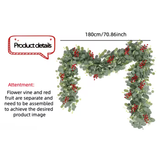 NNETM Artificial Eucalyptus Garland with Red Berries (2-Pack)