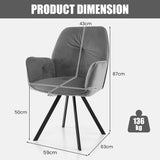NNECW 2 Pieces Modern Velvet Swivel Accent Arm Chairs with Metal Legs