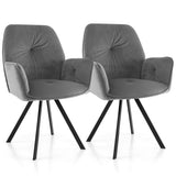 NNECW 2 Pieces Modern Velvet Swivel Accent Arm Chairs with Metal Legs