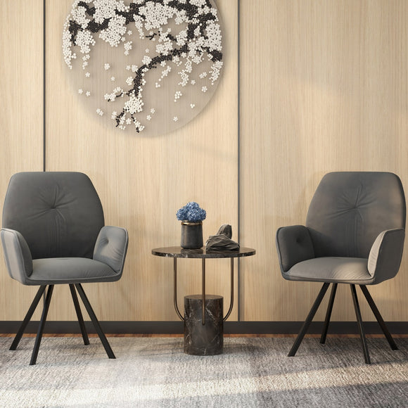 NNECW 2 Pieces Modern Velvet Swivel Accent Arm Chairs with Metal Legs
