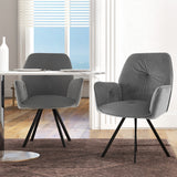 NNECW 2 Pieces Modern Velvet Swivel Accent Arm Chairs with Metal Legs