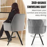 NNECW 2 Pieces Modern Velvet Swivel Accent Arm Chairs with Metal Legs