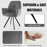 NNECW 2 Pieces Modern Velvet Swivel Accent Arm Chairs with Metal Legs