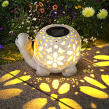 NNETM Solar Powered Turtle Light Resin Statue