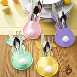 NNETM 4pcs Easter Bunny Cutlery Holder Set
