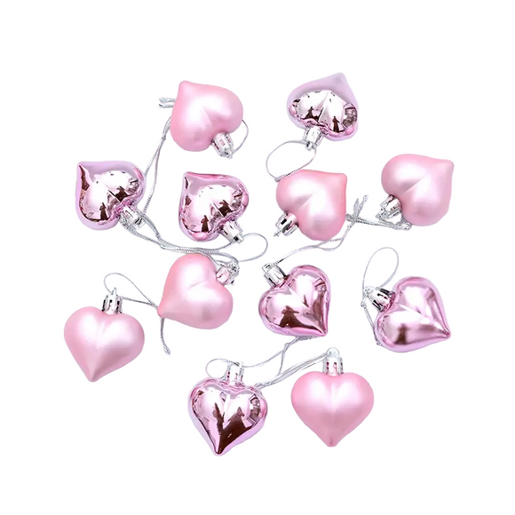NNETM 12-Piece Romantic Valentine's Day Love Pendant Set – Pink Heart Accessories (5.0cm x 4.5cm)