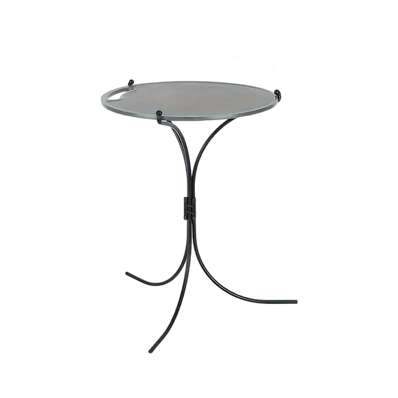 NNETM Compact Folding Wrought Iron Round Table