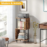 NNETM Wooden 3-Layer Tiered Book Shelf - Brown
