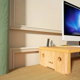 NNETM Elevate your workspace with this stylish wooden monitor stand