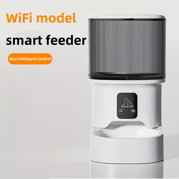 Automatic Pet Feeder, Cat and Dog Food Dispenser with Camera, HD Video, WiFi Feeder with Two-Way Voice, Smart APP Remote Control, 4L/135oz Large Capacity, Battery Not Included