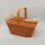 NNETM Handcrafted Rattan Picnic Basket for Outdoor Enthusiasts