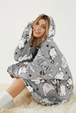 NNETM Comic Cat Fleece Wearable Blanket Robe